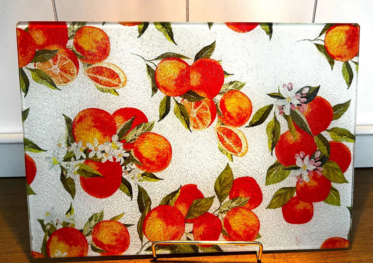 Tempered Glass Cutting Board - Oranges Motif